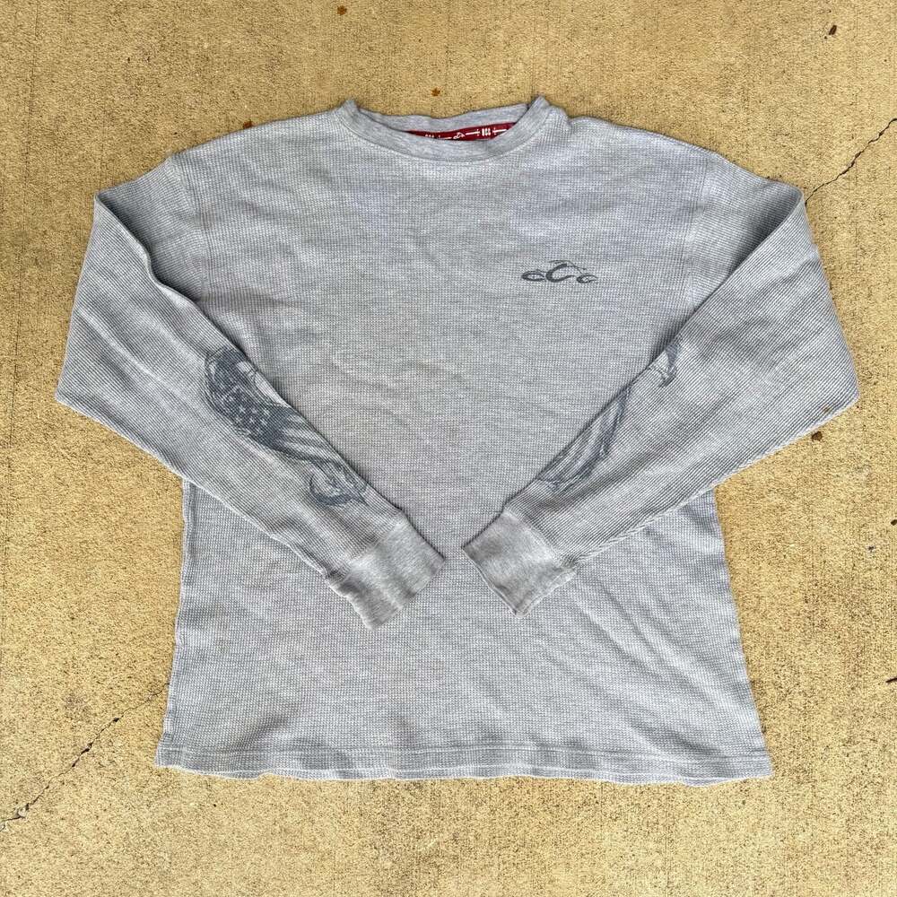 Vintage Orange County Choppers OCC Long Sleeve Thermal Shirt Gray XL